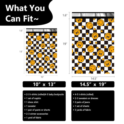Poly Mailers 14.5x19 Inch, 50 Pack, Smiley Checkered Shipping Bags