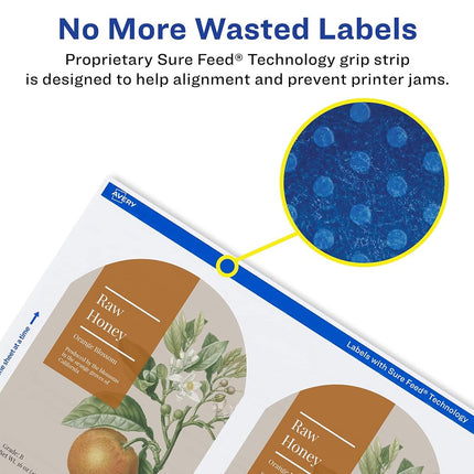 Avery Matte White Arched Labels with Sure Feed, 4.75" x 3.5", 400 Matte White Printable Labels