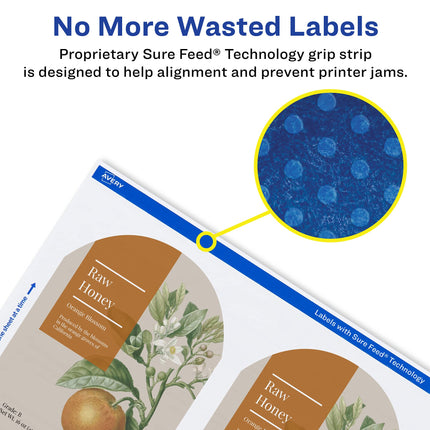 Avery Matte White Arched Labels with Sure Feed, 3" x 2.25", 900 Labels, Print-to-The-Edge, Laser/Inkjet Printable Labels