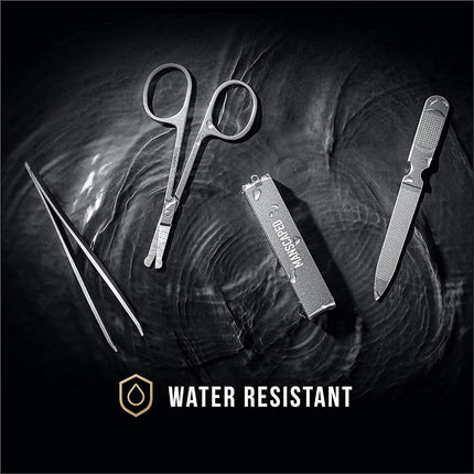 MANSCAPED Shears 2.0 Tempered Stainless Steel Men's Nail Kit, Fingernail Clippers, Safety Scissors, Tweezers and Nail File, Travel Manicure Pedicure Set, 4-Piece Luxury Grooming Kit with Compact Case