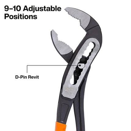 Klein Tools D5053KIT 3-Piece Classic Klaw Pump Pliers Set, 7-Inch, 10-Inch, and 12-Inch Pump Pliers, Compact Design with V-Jaw and Hardened Teeth for Maximum Torque