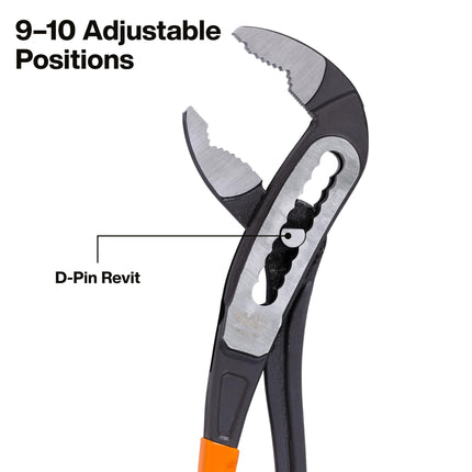 Klein Tools D5053KIT 3-Piece Classic Klaw Pump Pliers Set, 7-Inch, 10-Inch, and 12-Inch Pump Pliers, Compact Design with V-Jaw and Hardened Teeth for Maximum Torque