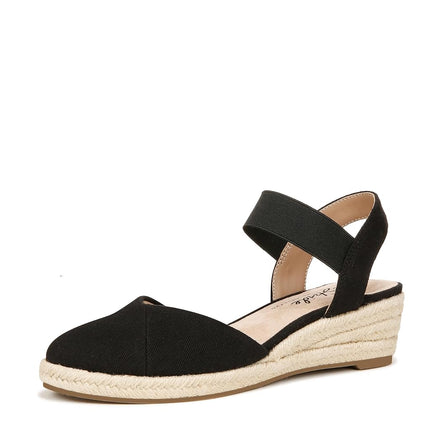 LifeStride Womens Kimmie Wedge Espadrilles Black 7