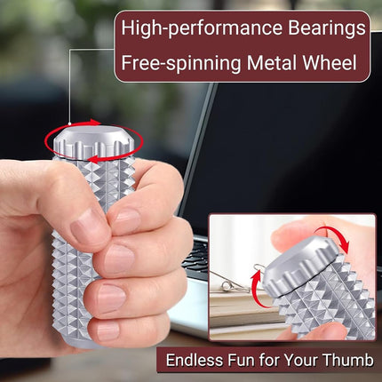 Metal Little Ouchies Fidget Toys, Adults Pain Stim Sensory Venting Toy, Relief Stress Promotes Focus, Spiky Grip and Smooth Spinner, Gifts for People with ADHD Autism Anxiety (Silver)