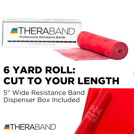 TheraBand Resistance Bands, 5.5m Roll Professional Latex Elastic Band For Upper Body, Lower Body, & Core Exercise, Physical Therapy, Pilates, At-Home Workouts, & Rehab, Red, Medium, Beginner Level 3