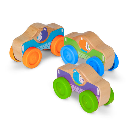 Melissa & Doug Premiers jeux - Voitures empilables en bois animaux (jouet de développement pour bébés et tout-petilles, 3 pièces)