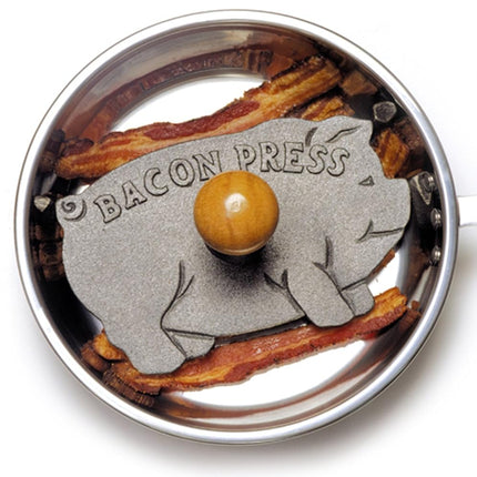 Norpro Cast Iron Pig Shaped Bacon Press with Wood Handle