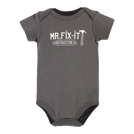 Hudson Baby Unisex Baby Unisex Baby Cotton Bodysuits, Construction Work, Preemie, Construction Work 5 Pack, Preemie