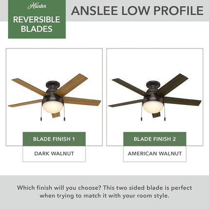 Hunter, 45" Anslee Indoor Low Profile, Premier Bronze