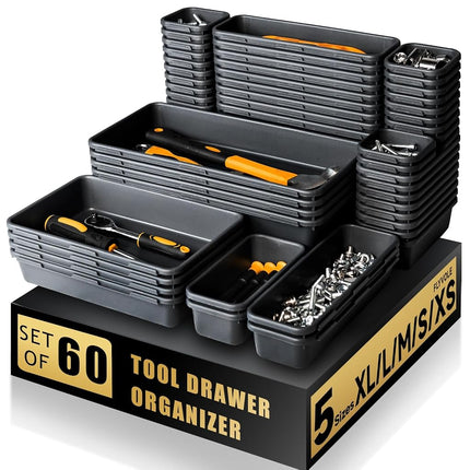 [60 PCS Upgraded] FLYVOLE Tool Box Organizer Tray,