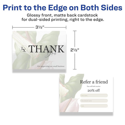 Avery Printable Rectangle Business Cards with Sure Feed Technology, 2.5" x 3.5", Glossy White Cardstock, Print-to-the-Edge, Laser/Inkjet Cards, 60 Total