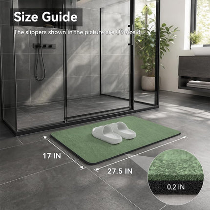 MontVoo -Bath Mat Rug-Rubber Backing Non Slip Quick Dry Absorbent Thin Bathroom Rugs Fit Under Door-Faux Suede Surface Bathroom Floor Mats-Shower Rug for in Front of Bathtub Shower Sage Green 17x27.5