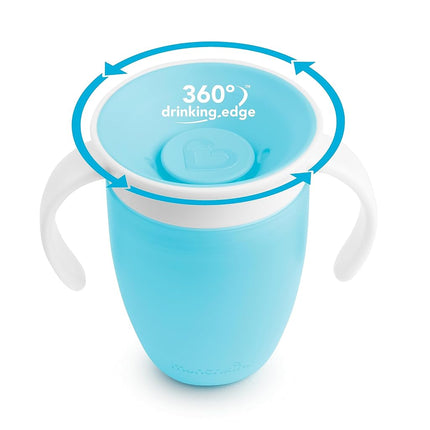 Munchkin Miracle 360 Trainer Cup, Green/Blue, 7 Ounce, 2 Count * Waterproof Labels Included to Personalise Your Little One's Cup*