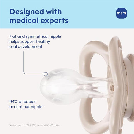 MAM Variety Pack Baby Pacifier, Includes 3 Types of Pacifiers, Nipple Shape Helps Promote Healthy Oral Development,0-6 Months, Unisex, 3 Count (Pack of 1)