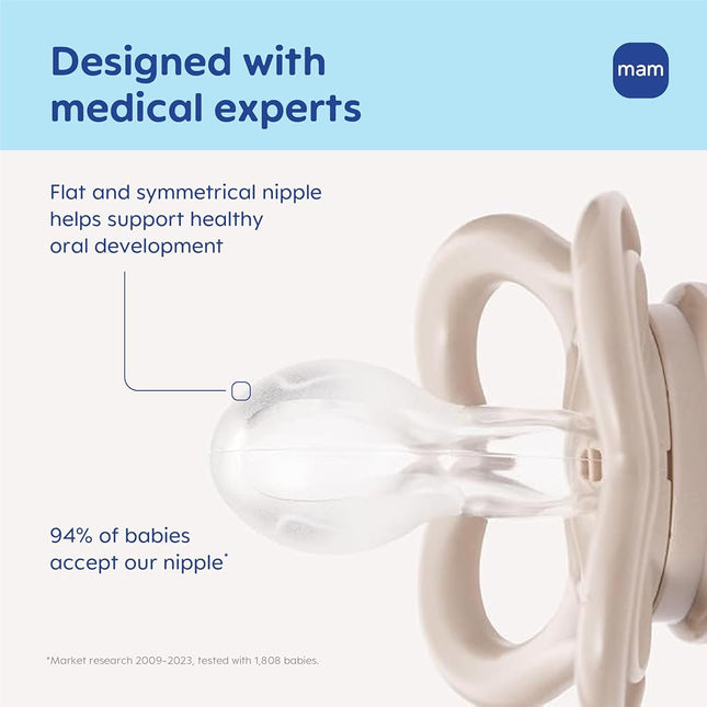 MAM Variety Pack Baby Pacifier, Includes 3 Types of Pacifiers, Nipple Shape Helps Promote Healthy Oral Development,0-6 Months, Unisex, 3 Count (Pack of 1)