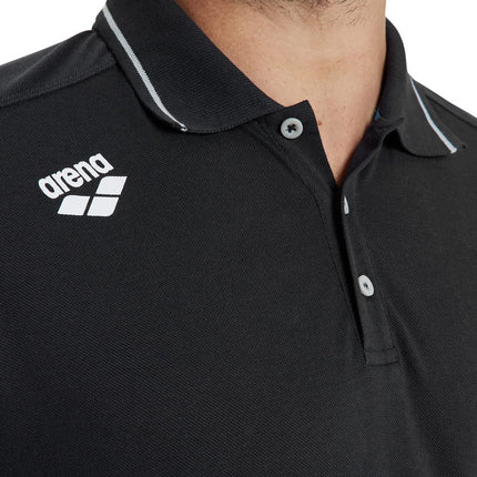 ARENA Unisex Team Polo Shirt Cotton Solid Polo Shirt, Black, XXL