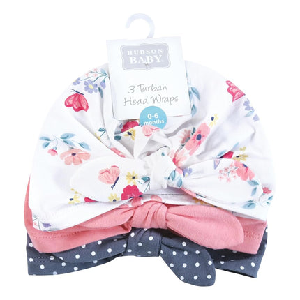 Turbans en coton pour bébés filles Hudson Baby, 0-24 mois, motif papillon fleuri, 0-24 mois