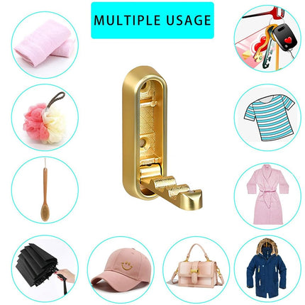 Foldable Towel Hooks for Bathroom 4 Pack,Wall Hooks for Hanging Heavy Duty Coat Robe Purse Foldable Hooks Storage Solution for Bathroom,Closet,Entryway,Pool and Kitchen (4, Brushed Gold)