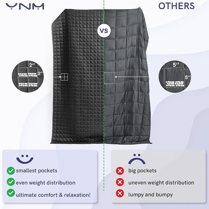 YnM Exclusive All-Season Use Weighted Blanket for Adults, Cooling Bamboo & Cozy Velvet Dual-Sided Version, (Dark/Light Grey, 152cmx203cm 9kg), Suit for One Person (85~95kg) Use on Queen Bed