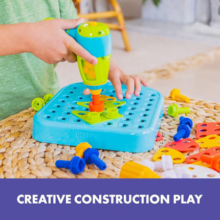 Educational Insights Design & Drill Shapes Workshop, 73 Pieces with Electric Toy Drill, STEM Toy, Kids Ages 3+