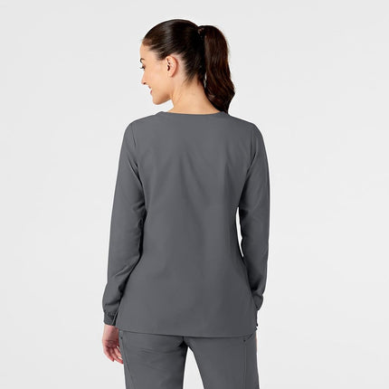 WonderWink W123 8155 Women's Crew Neck Warm Up Jacket, Pewter, Medium