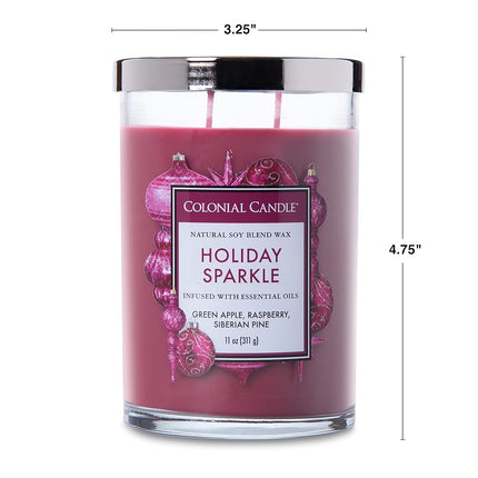 Colonial Candle Holiday Sparkle Scented Jar Candle, Classic Cylinders Collection, 2 Wick, Purple, 11 oz - Up to 80 Hours Burn