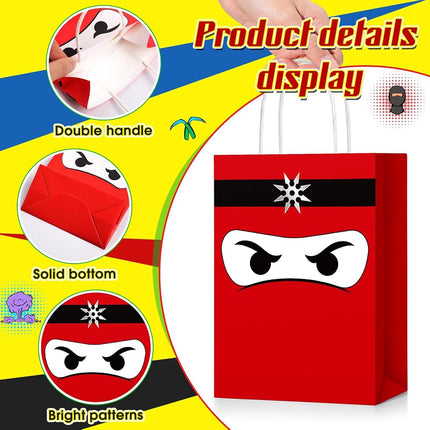 Chivertion 36 Pcs Ninja Gift Bags with Handles Ninja Birthday Party Decorations Party Favor Gift Supplies Candy Treat Goody Bags