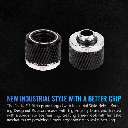 Thermaltake Pacific SF Hard Tube 16mm OD Compression Silver Black/DIY LCS/Fittings CL-W389-CA16BL-A