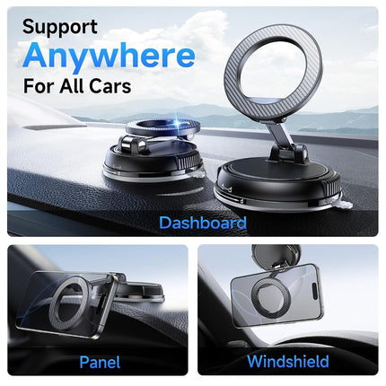 ANDERY Car Phone Holder for Magsafe [78+LBS Strongest Suction & 2400gf Magnetic] 360° Adjustable Car Phone Mount, Compatible with iPhone 17 Pro Max 16 15 14 13 12 Air Plus, Carbon Fiber