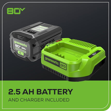 Greenworks 80V 16" Brushless Cordless Chainsaw (Great for Tree Felling, Limbing, Pruning, and Firewood), 75+ Compatible Tools, 2.5Ah Battery and Charger Included