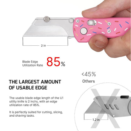 OKNIFE Otacle U1 Folding Pocket Utility Knife, Quick Change Box Cutter with Rail Lock, EDC Razor Knife with Pocket Clip for Office, Factory (Stars&Stripes)