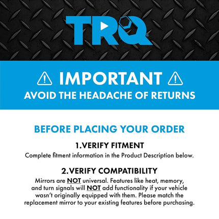 TRQ Left Mirror without Heat without Housing Turn Signal Drivers Side Compatible with 2008-2013 Nissan Altima NI1320186