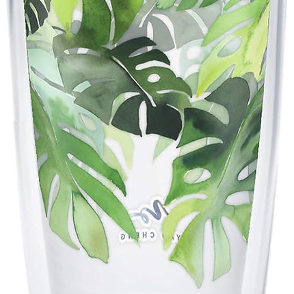 Tervis Yao Cheng Copa de viaje aislada de doble pared de cristal verde hecha en EE. UU. que mantiene las bebidas frías y calientes, 16 oz, Filodendro