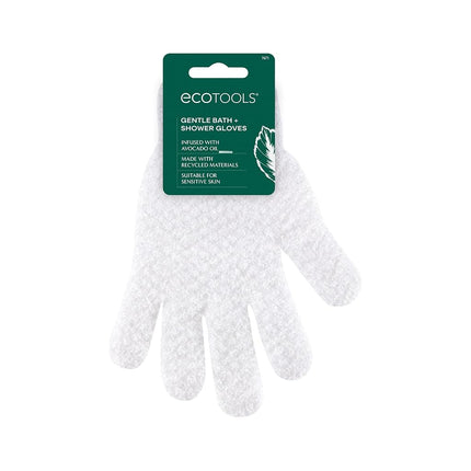 Gants de bain et douche doux EcoTools, gants exfoliants pour éliminer les peaux mortes et nettoyer tout le corps, gants de bain infusés à l'huile d'avocat pour gommer et hydrater, sans cruauté, 1 paire (2 gants)