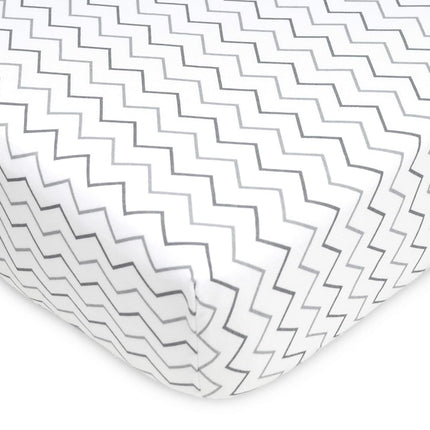 American Baby Company Lot de 2 draps de berceau en jersey de coton imprimé pour matelas de berceau standard et de tout-petit, motif étoile grise/zigzag gris, pour garçons et filles
