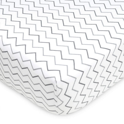 American Baby Company 2 Pack Printed 100% Cotton Jersey Knit Fitted Crib Sheet for Standard Crib and Toddler Mattresses, Gray Star/Gray Zigzag, for Boys and Girls