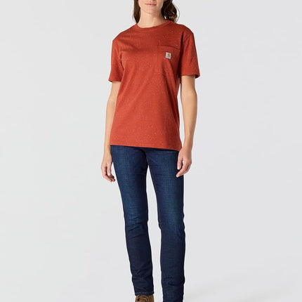 Carhartt Women's Loose Fit Heavyweight Short-Sleeve Pocket T-Shirt, Spice Red Nep, XS
