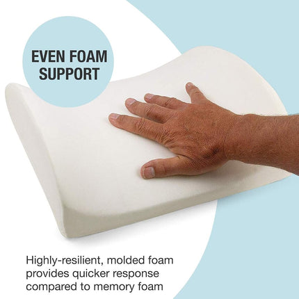 DMI Lumbar Support Pillow for Office or Kitchen Chair, Car Seat or Wheelchair Comes with Removable Washable Cover and Firm Insert to Ease Lower Back Pain and Discomfort While Improving Posture, Black