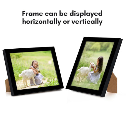 Americanflat 4x5 Picture Frame with Shatter-Resistant Glass - Streamline Collection - Thin Border Photo Frame for Tabletop and Wall Display - Hanging Hardware and Easel Stand Included - Black