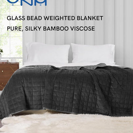 YnM Cooling Weighted Blanket for Adults, Cooling & Cozy Velvet Dual-Sided, Bed Blanket for One Person of 60~75kg, Ideal for Queen/King Bed (152cmx203cm, 6.8kg, Dark/Light Grey)