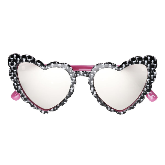 Lunettes de soleil pour femme Betsey Johnson Queen of Hearts, crâne noir 55 mm