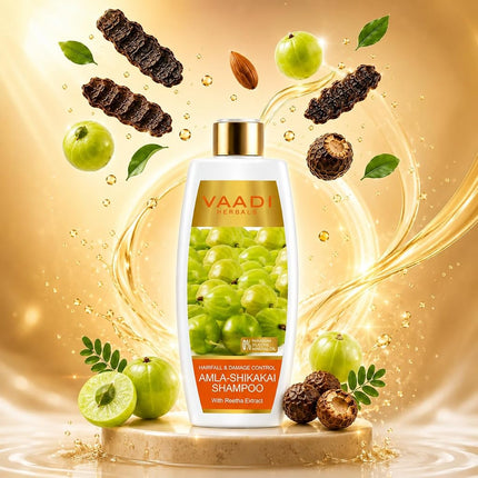 Amla with Shikakai and Reetha Shampoo - Hair Fall Control Shampoo - all Natural Herbal Shampoo - Shampoo for Hair Loss - Shampoo for Oily Hair - 350ml - Vaadi Herbals