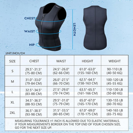 Dizokizo Wetsuit Top Women, 3mm Neoprene Sleeveless Wet Suit Tops Women, Front Zip Jacket Diving Vest for Scuba Kayaking Surfing (XL)