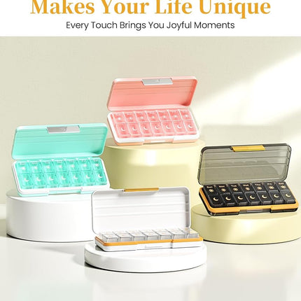 Am Pm Pill Organizer 7 Day, Weekly Pill Box 2 Times a Day, Medicine Pill Organizer with Separate Compartment, Travel Pill Case Dispenser Portable for Vitamins, Fish Oils, Medicines(Black)