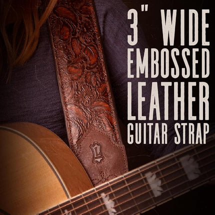 Levy's Leathers - Sundance 3" wide Embossed Leather Guitar Strap; Western Series - Rose (M4WP-007)