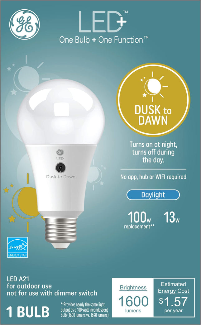 GE Lighting LED+ Dusk to Dawn Outdoor Light Bulb, 