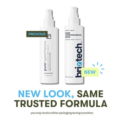BRIOTECH Pure Hypochlorous Acid Spray and Cleanser, Original Premium HOCl Solution, Topical Spray, Multi-Purpose Cleaner, Family Approved & Pet Friendly, White, 4 Fl Oz (Pack of 1)