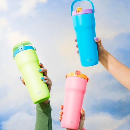 Gobelet de voyage Sutton Zak Designs, 887 ml, en acier inoxydable avec isolation sous vide, bec verseur avec paille, poignée de transport pour boissons froides (rose très doux)