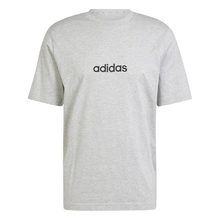 Adidas Mens Essentials Linear Single Jersey T-Shirt, Medium Grey Heather/Black, XX-S