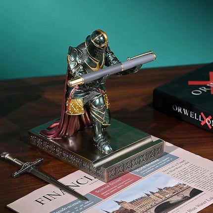 Knight Pen Holder Desk Organizer Office Decor Letter Opener for Desk Green